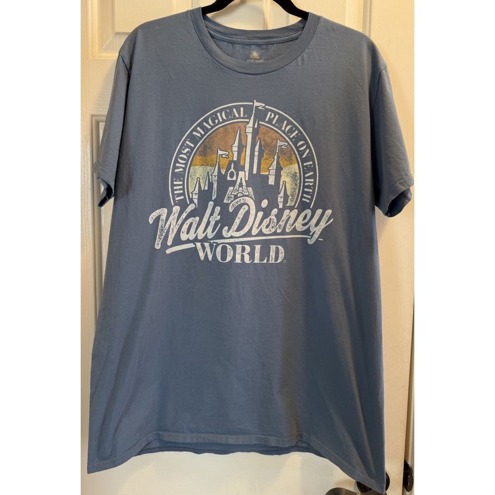 Walt Disney World Parks Most Magical Place On Earth‎ Blue Graphic Tee Shirt XL
